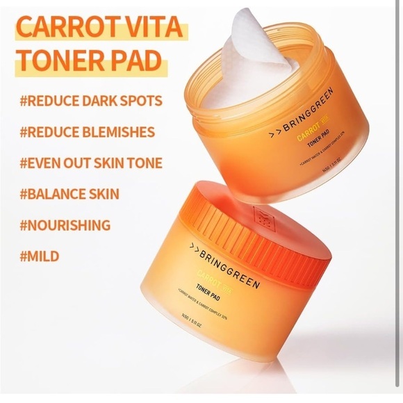 BRING GREEN Carrot Vita Toner Pads 60 Count New - Picture 3 of 6